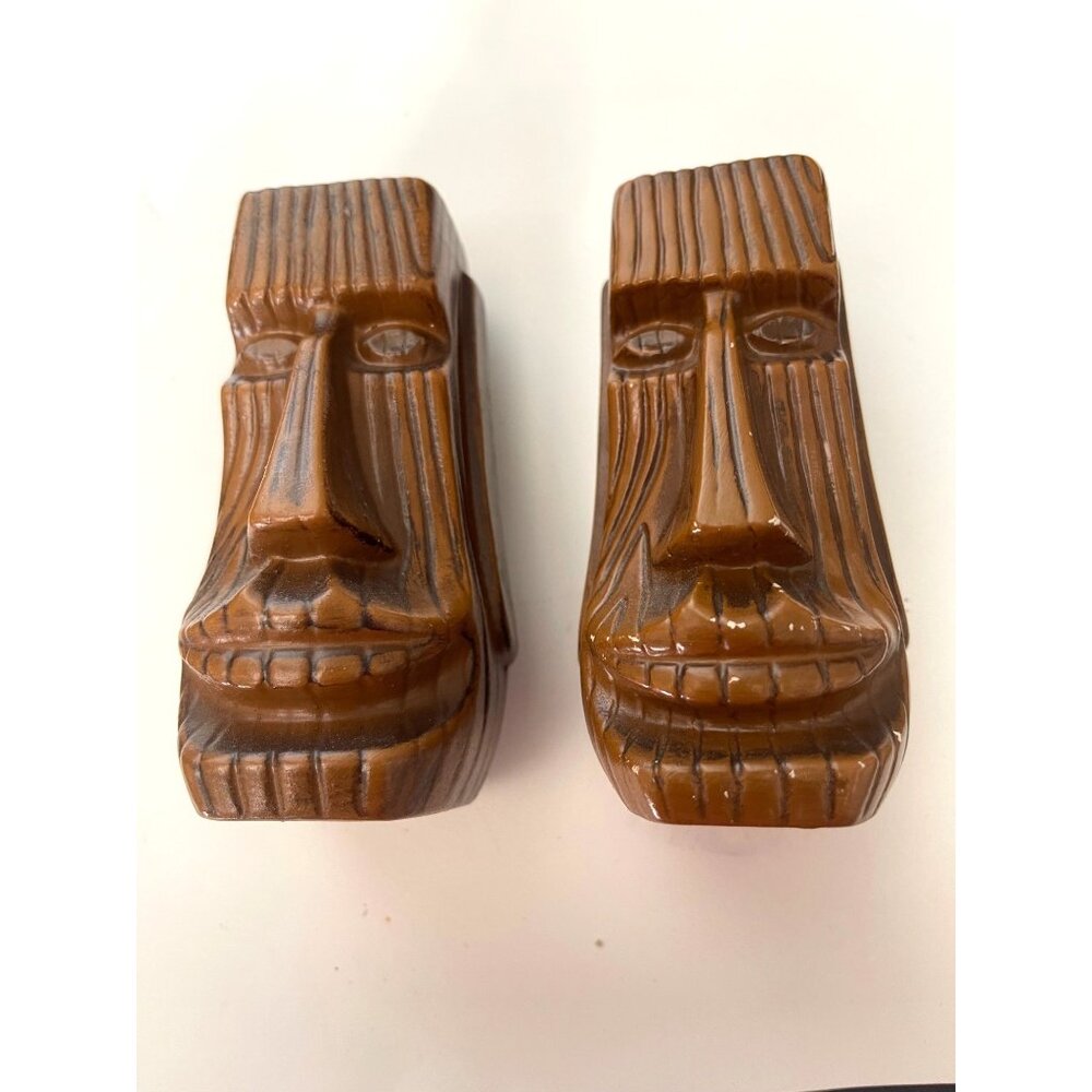 Tiki Salt And Pepper Shakers Ceramic Freeport Souvenir Beach